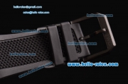IWC Portuguese Chronograph Japanese Miyota OS20 Quartz PVD Case with Black Rubber Strap and Black Dial