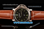 Panerai Luminor Pam 000 Logo Asia 6497 Manual Winding Movement Steel Case with Black Dial and Brown Leather Strap