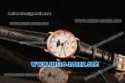 BlancPain Villeret Miyota 9015 Automatic Rose Gold Case with White Dial and Black Leather Strap (ZF)