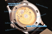 Patek Philippe Calatrava Swiss ETA 2824 Automatic Steel Case with Black Leather Strap White Dial Roman Markers