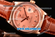 Rolex Day-Date Asia 2813/Swiss ETA 2836/Clone Rolex 3135 Automatic Rose Gold Case with Diamonds Markers and Pink Dial (BP)