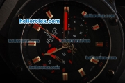 Hublot Big Bang Chronograph Miyota Quartz Movement PVD Case with Black Dial and Red Stick Markers