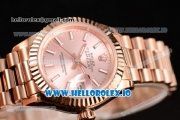 Rolex Datejust Swiss ETA 2671 Automatic Rose Gold Case with Pink Dial Stick Markers and Rose Gold Bracelet (BP)