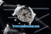 Rolex Daytona Chrono Clone Rolex 4130 Automatic Steel Case with White Dial and Black Leather Strap (EF)