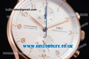IWC Portuguese Chrono Swiss Valjoux 7750 Automatic Rose Gold Case with White Dial Arabic Number Markers and Brown Leather Strap (ZF)