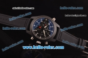 IWC Pilot's Double Chronograph Edition TOP GUN Swiss Valjoux 7750 Automatic Ceramic Case with Black Dial and Black Leather Strap