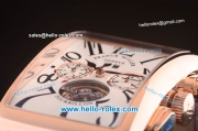 Franck Muller Long Island Tourbillon Automatic Movement Rose Gold Case with White Dial and Black Numeral Markers