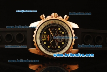 Breitling Chronospace Chronograph Quartz Rose Gold Case with Black Dial and Black Rubber Strap