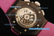 Hublot Big Bang Chronograph Swiss Valjoux 7750 Automatic Movement PVD Case with Pink Diamond Bezel and Pink Rubber Strap