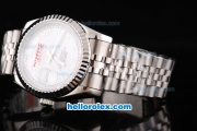 Rolex Datejust Automatic Movement White Dial with Silver Roman Markers and SS Strap