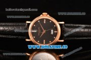 Patek Philippe Calatrava Miyota Quartz Rose Gold Case with Black Dial and Diamonds Markers