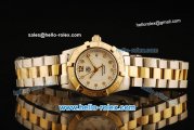 Tag Heuer Aquaracer Swiss ETA Quartz Movement Gold Bezel with White Dial and Two Tone Strap