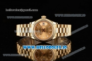 Rolex Datejust Swiss ETA 2671 Automatic Yellow Gold Case with Yellow Gold Dial Stick Markers and Yellow Gold Bracelet (BP)