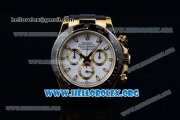 Rolex Daytona Chrono Clone Rolex 4130 Automatic Yellow Gold Case with White Dial Ceramic Bezel and Black Rubber Strap (EF)