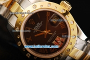 Rolex Datejust Oyster Perpetual Automatic Movement Steel Case with Brown Dial and Two Tone Strap-Lady Model