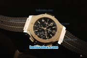 Hublot Big Bang Swiss Valjoux 7750 Automatic Steel Case with Black Dial and Rubber Strap