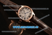 Cartier Drive de Cartier Asia Automatic Rose Gold Case with White Dial and Brown Leather Strap (AAAF)