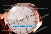 Omega De Ville Tresor Master Co-Axial Swiss ETA 2824 Automatic Rose Gold Case with Brown Leather Strap and White Dial