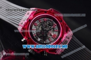 Hublot Big Bang UNICO Sapphire Red Miyota Quartz Sapphire Crystal Case with Skeleton Dial and Black Rubber Strap Stick/Arabic Numeral Markers