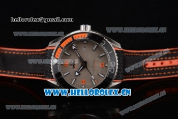 Omega Seamaster Planet Ocean 600M Clone Omega 8900 Automatic Steel Case with Grey Dial and Black/Orange Rubber Strap White Arabic Numeral Markers (EF)