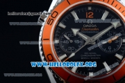 Omega Seamaster Planet Ocean Chrono Clone Omega 9300 Automatic Steel Case with Black Dial Orange Bezel and Stainless Steel Bracelet (EF)