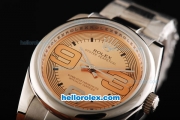 Rolex Air-King Oyster Perpetual Automatic Movement Rose Gold Dial with Steel Case and SS Strap