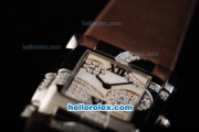 Patek Philippe Twenty-4 Swiss Quartz Movement Steel Case with White MOP Dial and Brown Leather Strap