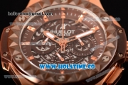 Hublot Big Bang Aero Bang Chrono Miyota Quartz Rose Gold/Diamonds Case with Brown Skeleton Dial Stick Markers and Brown Ceramic Bezel