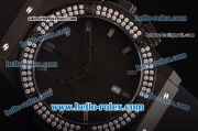 Hublot Classic Fusion Chronograph Miyota Quartz PVD Case with Diamond Bezel - Black Dial and Black-Steel Markers - 7750 Coating
