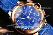 Cartier Ballon Bleu De Medium Chrono Miyota Quartz Rose Gold Case with Blue Dial and White Roman Numeral Markers