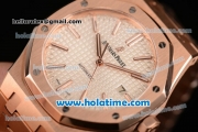 Audemars Piguet Royal Oak Swiss ETA 2824 Automatic Full Rose Gold with Sitck Markers and White Dial - 1:1 Original