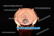 Vacheron Constantin Malte Tourbillon Asia Automatic Rose Gold Case with Pink Dial and Coffee Leather Strap - Stick Markers