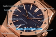 Audemars Piguet Royal Oak Swiss ETA 2824 Automatic Full Rose Gold with Sitck Markers and Blue Dial - 1:1 Original