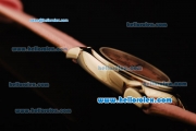 Rolex Cellini Swiss Quartz Steel Case with Pink MOP Dial and Numeral Markers-Pink Leather Strap