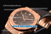 Hublot Classic Fusion 9015 Auto Rose Gold Case with Black Dial and Black Leather Strap