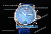 Patek Philippe Grand Complication Chrono Miyota OS20 Quartz Steel Case with Blue Dial and Stick Markers