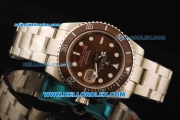 Rolex Submariner Oyster Perpetual Date Swiss ETA 2836 Automatic Movement Steel Case and Strap with Brown Dial and Brown Bezel