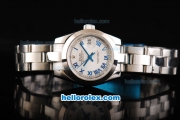 Rolex Datejust Oyster Perpetual Automatic Movement Full Steel with Blue Roman Markers and White Dial-Lady Size