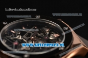 Hublot Classic Fusion Skeleton Tourbillon Rose Gold/PVD Case Asia Auto with Skeleton Dial and Black Leather Strap