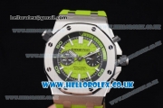 Audemars Piguet Royal Oak Offshore Diver Chrono Clone AP Calibre 3126 Automatic Steel Case with Green Dial Stick Markers and Green Rubber Strap (JF)