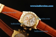 Rolex Daytona Automatic Gold Case with White Dial and Gold Number Marking-Leather Strap