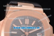 Patek Philippe Nautilus Clone PP 315 Automatic Rose Gold Case with Black Dial Arabic Numeral Markers and Black Leather Strap (BP)