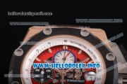 Audemars Piguet Royal Oak Offshore Ruben Barrichello Chrono Swiss Valjoux 7750 Automatic Rose Gold Case with PVD Bezel Red Skeleton Dial and White Stick Markers - 1:1 Original (JF)