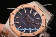 Audemars Piguet Royal Oak Swiss ETA 2824 Automatic Two Tone Case with Stick Markers and Blue Grid Dial - 1:1 Original