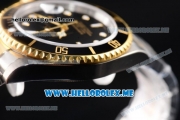 Rolex Submariner Clone Rolex 3135 Automatic Two Tone Case/Bracelet with Black Dial and Dot Markers PVD Bezel (BP)