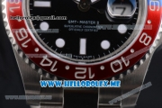 Rolex GMT-Master II Clone Rolex 3186 Automatic Stainless Steel Case/Bracelet with Black Dial and White Markers Red/Blue Bezel (BP)