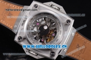 Hublot Masterpiece MP 08 Antikythera Sunmoon Asia 2813 Automatic Steel Case Skeleton Dial Brown Leather Strap and Stick Markers