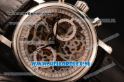 Patek Philippe Grand Complication Chronograph 7750 Auto Steel Case with Skeleton Dial and Black Leather Strap