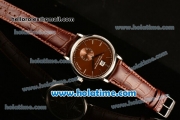 A.Lange&Sohne Saxonia Miyota Quartz Steel Case with Silver Stick Markers and Brown Dial