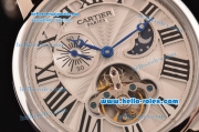 Cartier Rontonde Tourbillon Asia RL10-MT Automatic Steel Case with Brown Leather Strap and White Dial